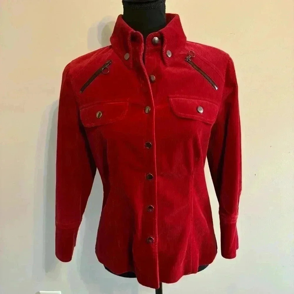 Red Corduroy Women's Top